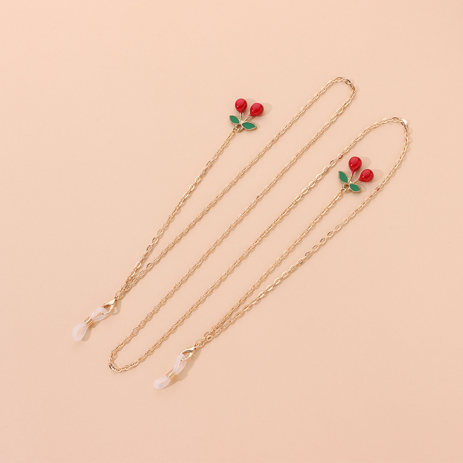 European And American Jewelry,Temperament,Popular Red Cherry Pendant Glasses Chain,Fashionable Metal Chain Glasses Accessories