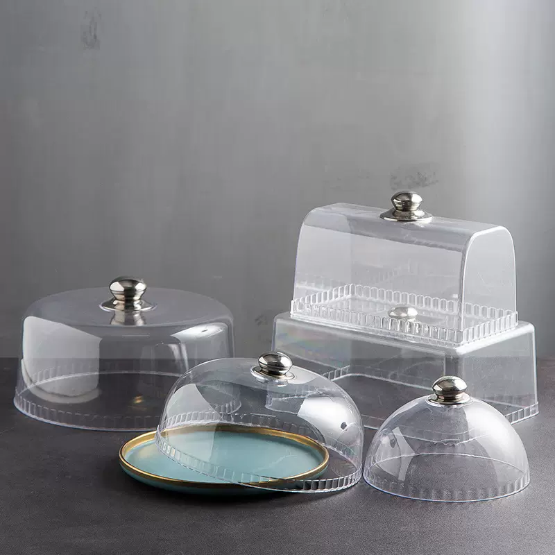 蛋糕盖透明水果盘盖零食点心展示干果盘盖子pp塑料圆形食品防尘罩