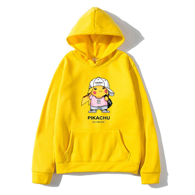 Trendy Brand Cross-Border Best-Selling Unisex Hooded Sweatshirt with Pikachu Print, Pika Pocket Hoodie