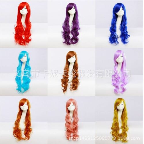 Fibra de moda popular larga rizada pelucas de rol