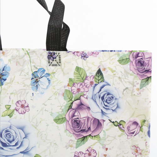 Manufacturer color printing coated non-woven hand-held shopping bag non-woven clothing advertising packaging bag blue and white porcelain