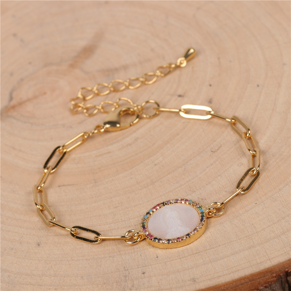 New Accessories Wholesale Micro-set Color Zircon Bracelet Punk Style Thick Chain Bracelet Wholesale Nihaojewelry display picture 9