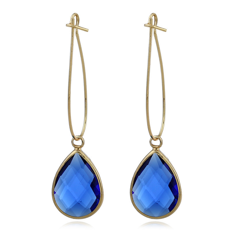 New Simple Long Earrings Crystal Earrings Colored Water Drop Crystal Earrings display picture 4