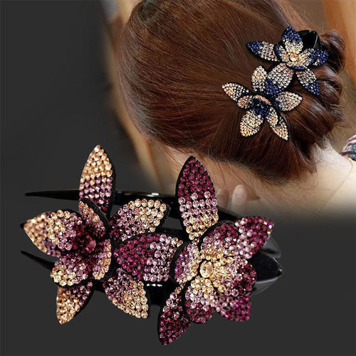 New Rhinestone Flower Duckbill Clip Large Korean Style Elegant Ladies Elegant Hair Swallowtail Clip Hairpin Accessories Women