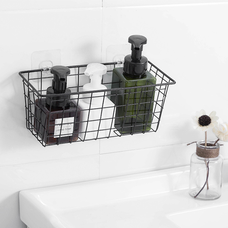 Internet celebridad creativa cesta colgante de hierro montado en la pared de almacenamiento rack montado en la pared rejilla Baño Cocina dormitorio rack de almacenamiento al por mayor