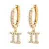 Earrings, zodiac signs, zirconium, suitable for import, simple and elegant design, micro incrustation, diamond encrusted