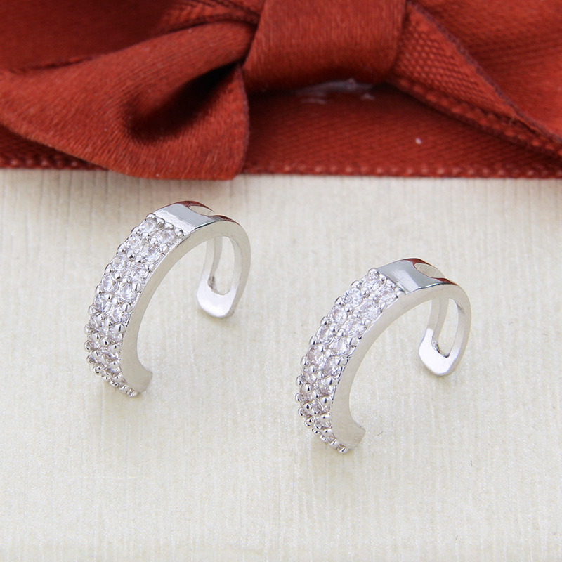 Double Row Zircon Ear Clips display picture 8