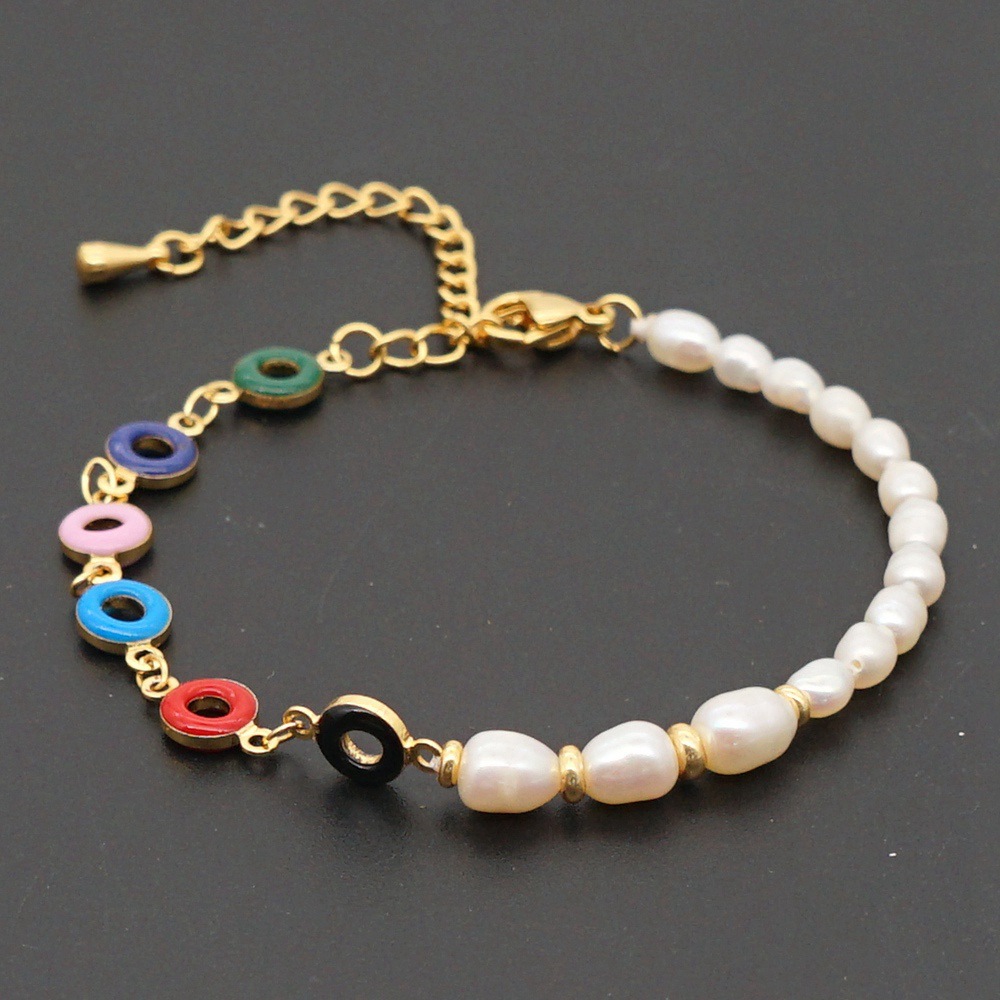 Retro Ethnic Style Color Eye Beads Simple Baroque Natural Freshwater Pearl Bracelet display picture 6