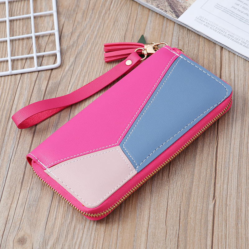 Korean Stitching Women's Wallet Card Bag Color Matching Mobile Phone Bag Card Bag display picture 26