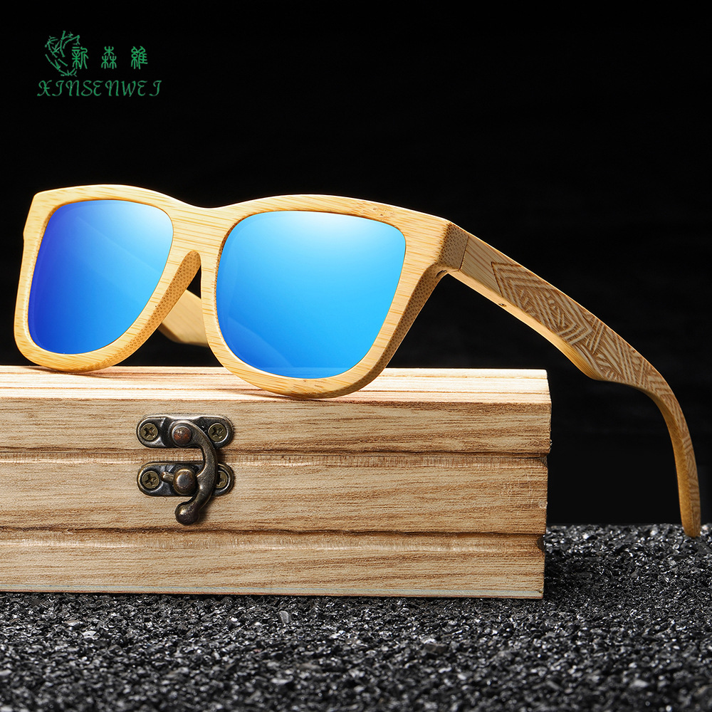 Cross-Border Popular Bamboo Glasses 3832 Natural Bamboo Pattern Leg Polarized Sunglasses Unisex