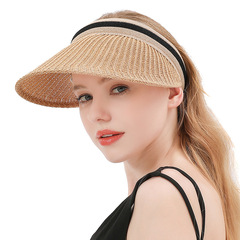 Fashion Contrast Color Bow Empty Top Straw Hat display picture 22