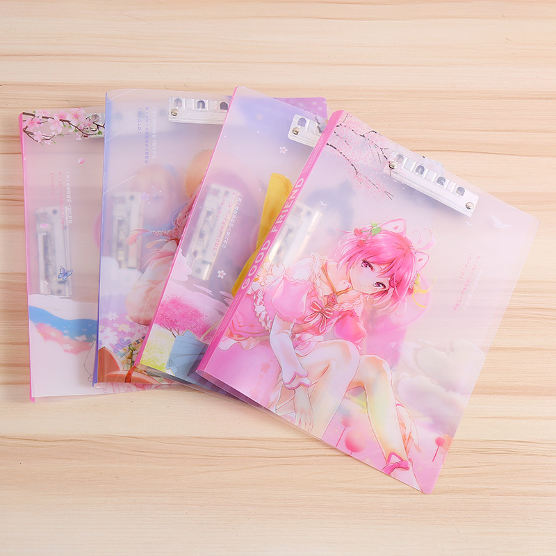 厂家批发卡通双夹文件夹小学生资料册试卷收纳夹文件套pvc资料夹|ms