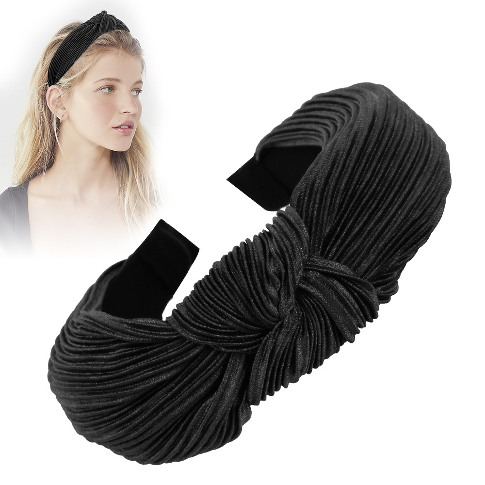 New Fashion Crepe Wave Korean Knitted Fabric Cross Knotted Headband Nihaojewelry Wholesale display picture 16