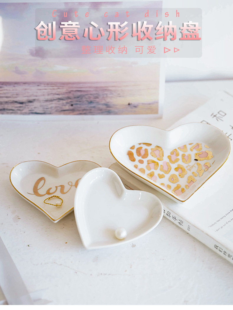 110g Weight Ceramic plate Home Textiles & Decor Type 1 Piece Quantity Family Gathering, Party Occasion ceramics Material Heart Shape Pattern Pastoral Style Pastoral Heart Shape Ceramics 1 Piece