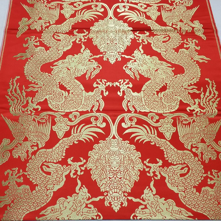 中国风婚庆旗袍礼服秀禾服装饰影视舞台提花纺云锦丝绸龙凤面料