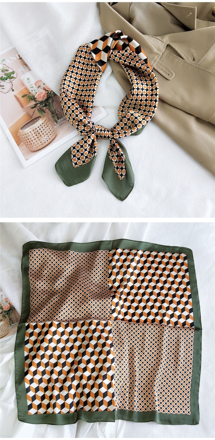 Small Square Silk Fashion Scarf display picture 9