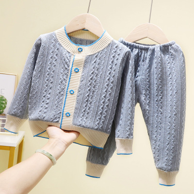 girl suit spring and autumn new pattern Boy knitting Cardigan coat Infants Cartoon Twist Sweater