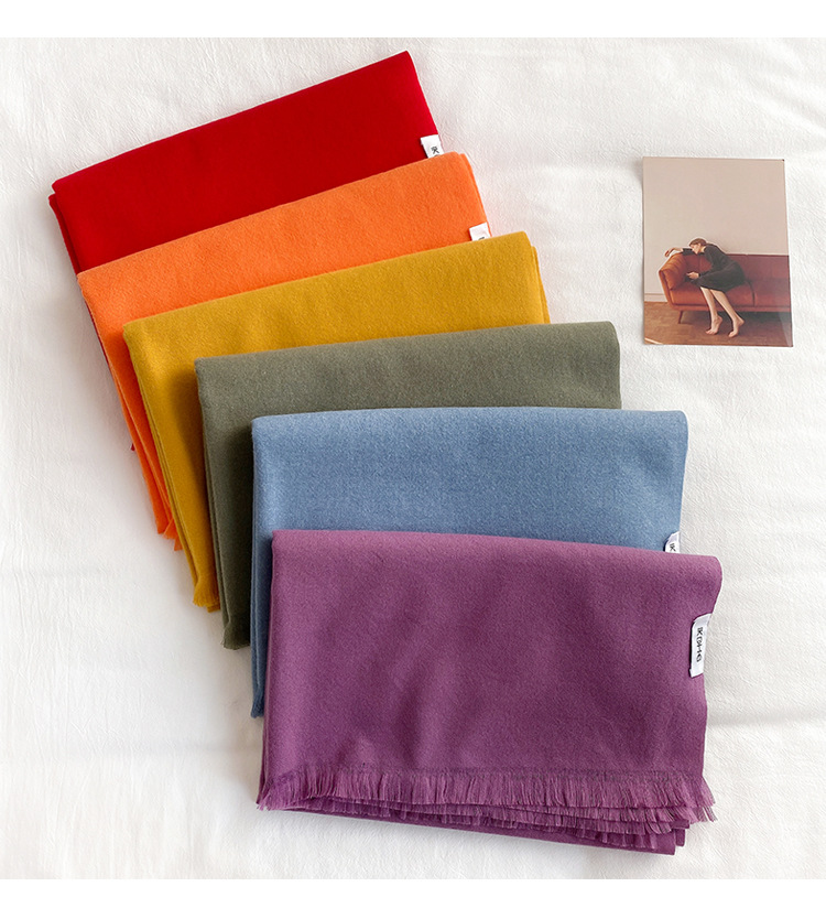 Scarf Solid Color New Cloud Imitation Cashmere Shawl Solid Color Letter Warm Scarf display picture 9