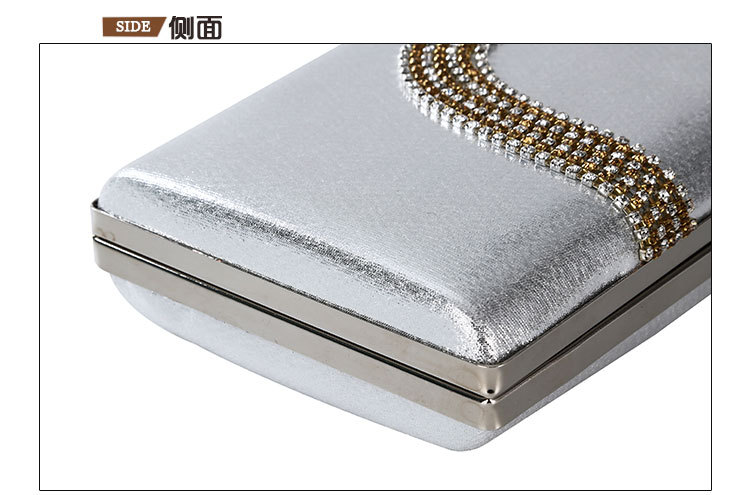 Dinner Bag Classic Evening Bag U-shaped Diamond-studded Clutch display picture 3