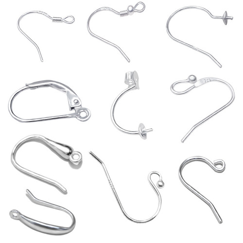 s925 sterling silver ear hook accessories u-shaped ear hook disc holder French style ear hook buckle reverse 9-word ear hook silver ball hook earring hook