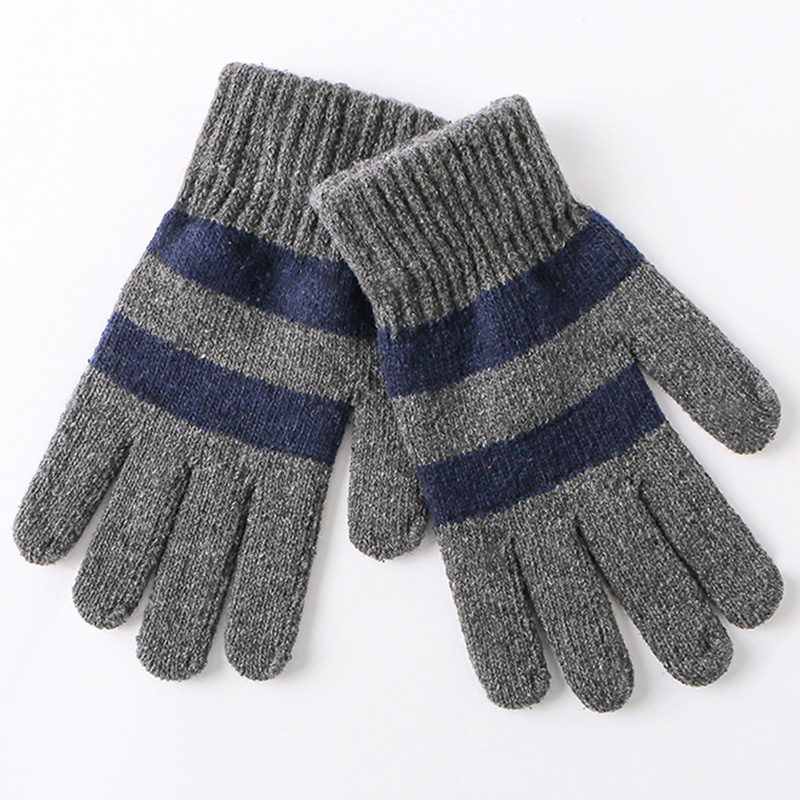 Winter Jacquard All Finger Warm Gloves Plush Knitted Wool Gloves Women Outdoor Cycling Gloves Men