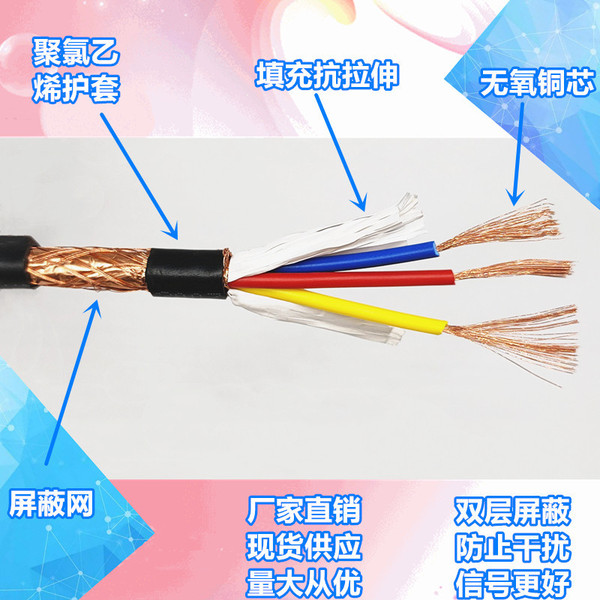 RVVP shielding signal line pure copper 2/3/4/5/6/7/8 core 0.5 0.75 1…