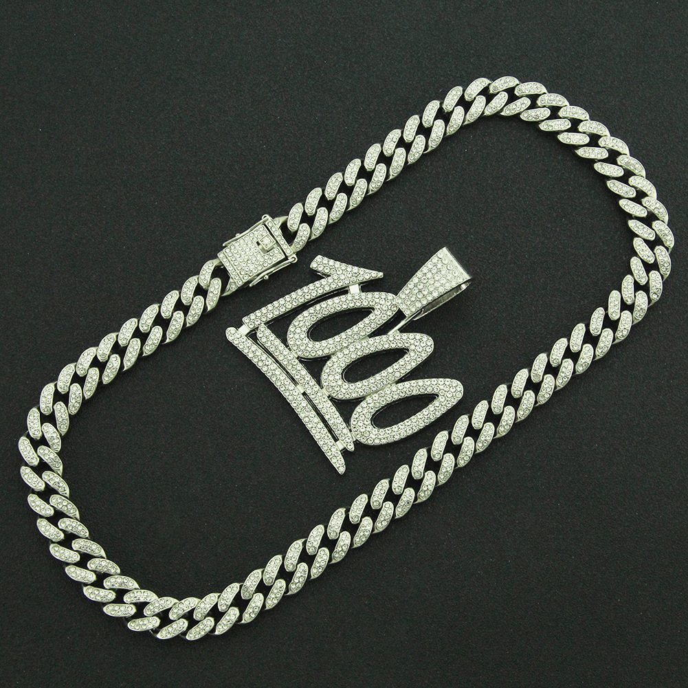 Hip-hop Numérique Pendentif Cubain Chaîne Hommes Plein Diamant 1000 Points Pendentif Collier À La Mode display picture 5