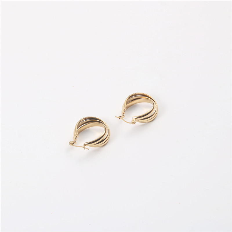 15g Weight Electroplated Gold Plating Process PVD Coated 18K Gold Real Gold Plated Solid Color 201 Stainless Steel Fashion Waterproof Non Tarnish Earrings