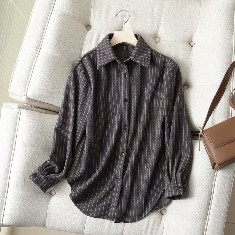 women s striped women long-sleeved loose shirt NSAM5588