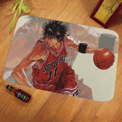 Manufacturer supply wholesale anime Slam Dunk Sakuragi Hanamichi manga background flannel floor mat non-slip and water absorbent