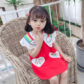 女童裙子云朵彩虹娃娃裙连衣裙26夏装新款外贸童装代发3-8岁