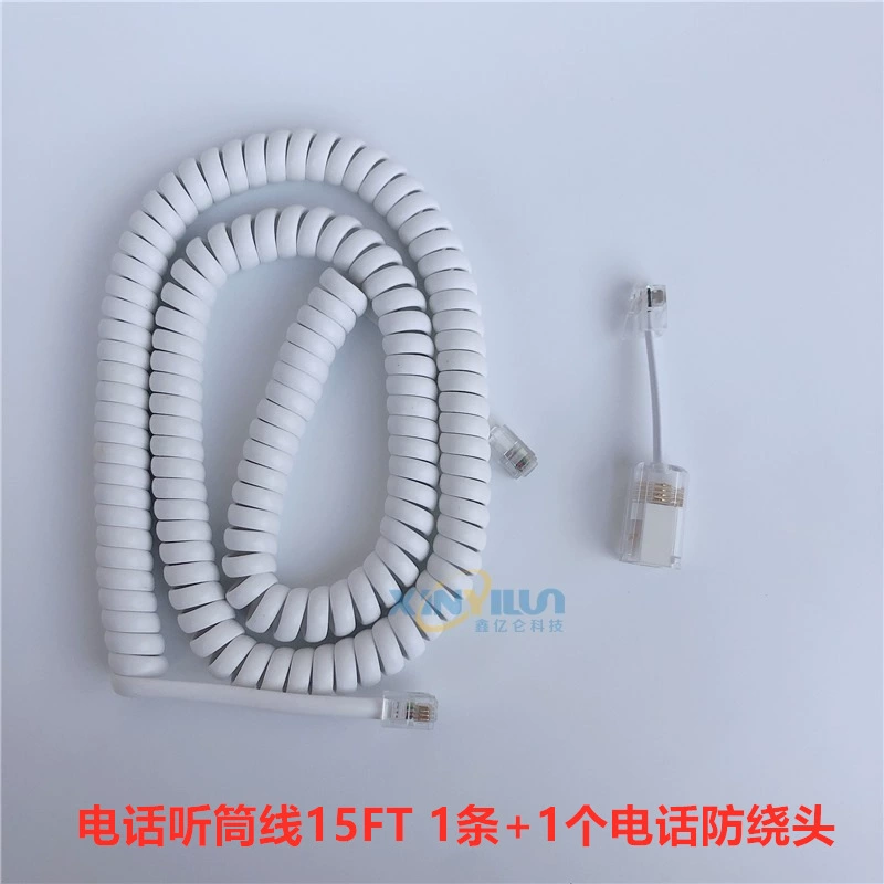 Кабель телефонной трубки с телефонной трубкой с антинамоточной головкой 1 + 1 RJ9 RJ10 RJ22 кривая телефонная Вращающаяся головка 15FT