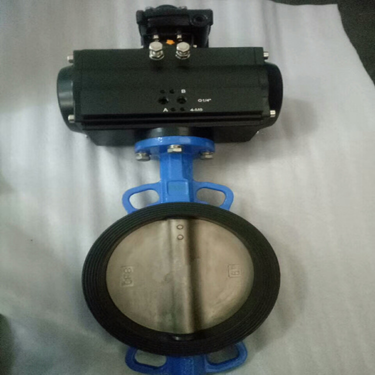 简阳市厂家D671X-10P DN300不锈钢气动对夹蝶阀 四氟密封蝶阀