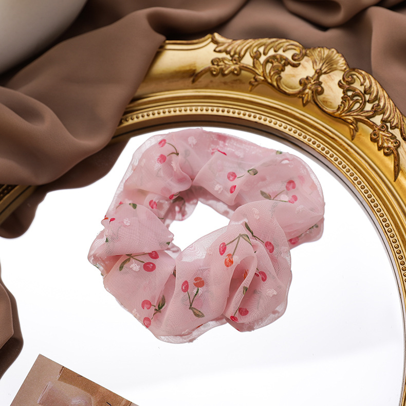 Fashion Large Intestine Hair Circle Hair Scrunchies Mori Chiffon Silk Yarn Small Fresh Sweet Hair Rope Rubber Band display picture 13