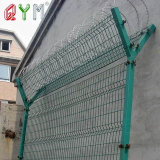 Y型立柱机场护栏喷塑飞机围栏刀刺刺绳安全隔离栅栏监狱围栏外贸