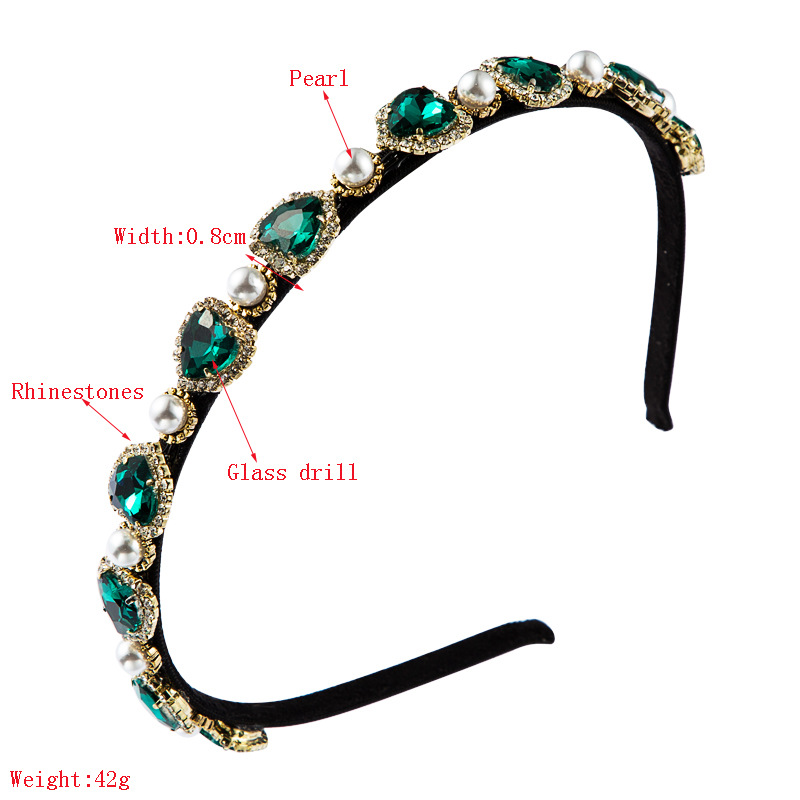 Korean Retro Palace Style Baroque Inlaid Rhinestone Headband Heart-shaped Shiny Headband Wholesale Nihaojewelry display picture 1