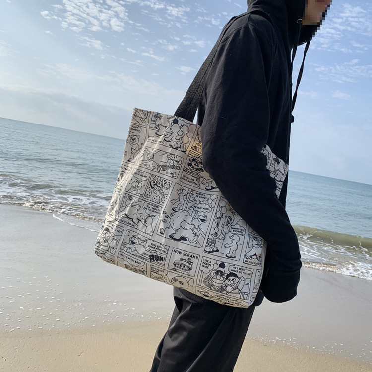 Bolsa de lona de las mujeres de un solo hombro yoga deportes ins bolsa de tela estudiante estilo japonés artístico simple gran capacidad estilo coreano fresco