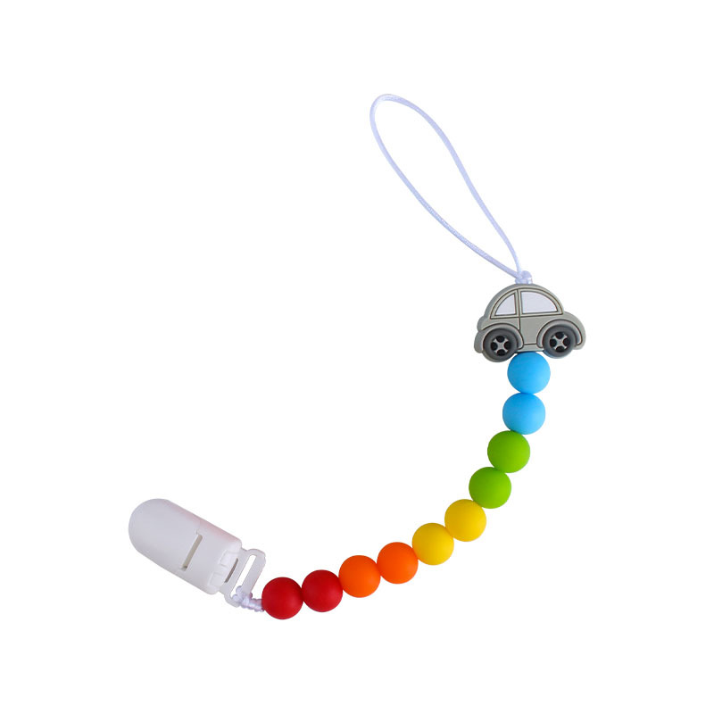 Explosivo bebé suministros plástico chupete clip bebé calmante silicona animal coche juguete mordedor cadena