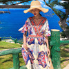 -Beige Ethnic style Thailand Hainan Sanya Maxi dress Show thin new pattern Seaside on vacation longuette
