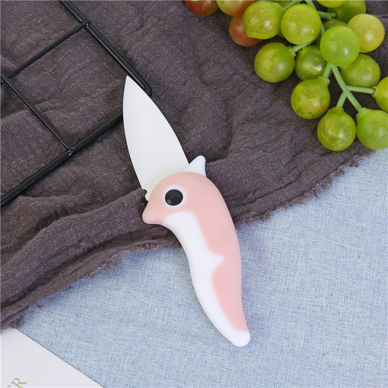 卡通陶瓷刀 可愛海豚水果刀 隨身迷妳折疊小刀創意輔食瓜果削皮器