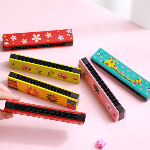 Children's wooden small harmonica music toy kindergarten primary school students beginner wind instrument double row 16 hole mouth organ