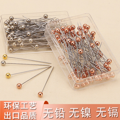 Environmentally friendly 38mm colored stainless steel pearlescent needles, pearl pins, manual positioning needles, boxed manufacturer wholesale