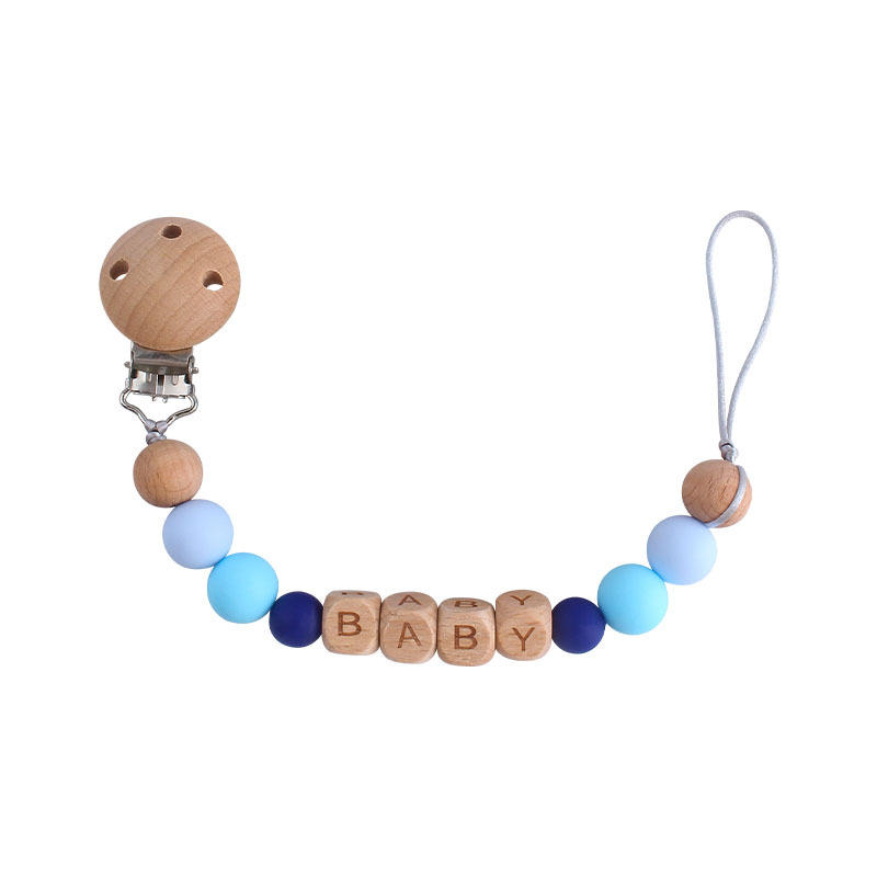 Bebé haya chupete clip grande octogonal silicona juguete mordedor personalizable bebé nombre pulsera chupete cadena traje
