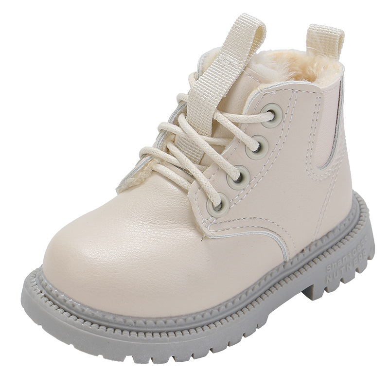 Zapatos de algodón de cuero para niños pequeños y medianos engrosados de algodón para bebés de otoño e invierno_voghion.com