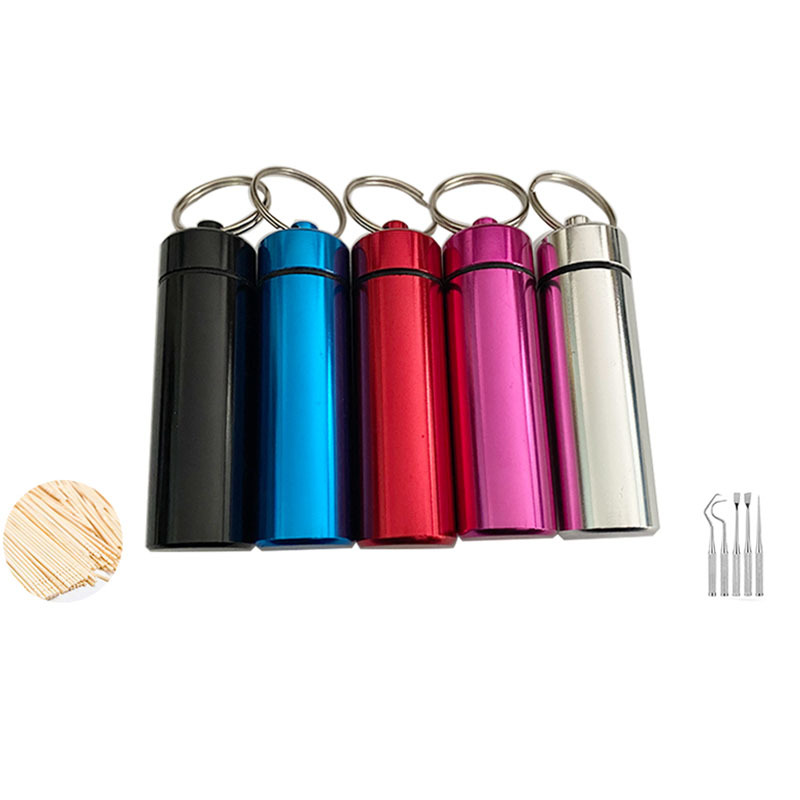 现货圆形便捷包装铝罐 防水金属瓶铝合金药筒带钥匙扣密封牙签盒