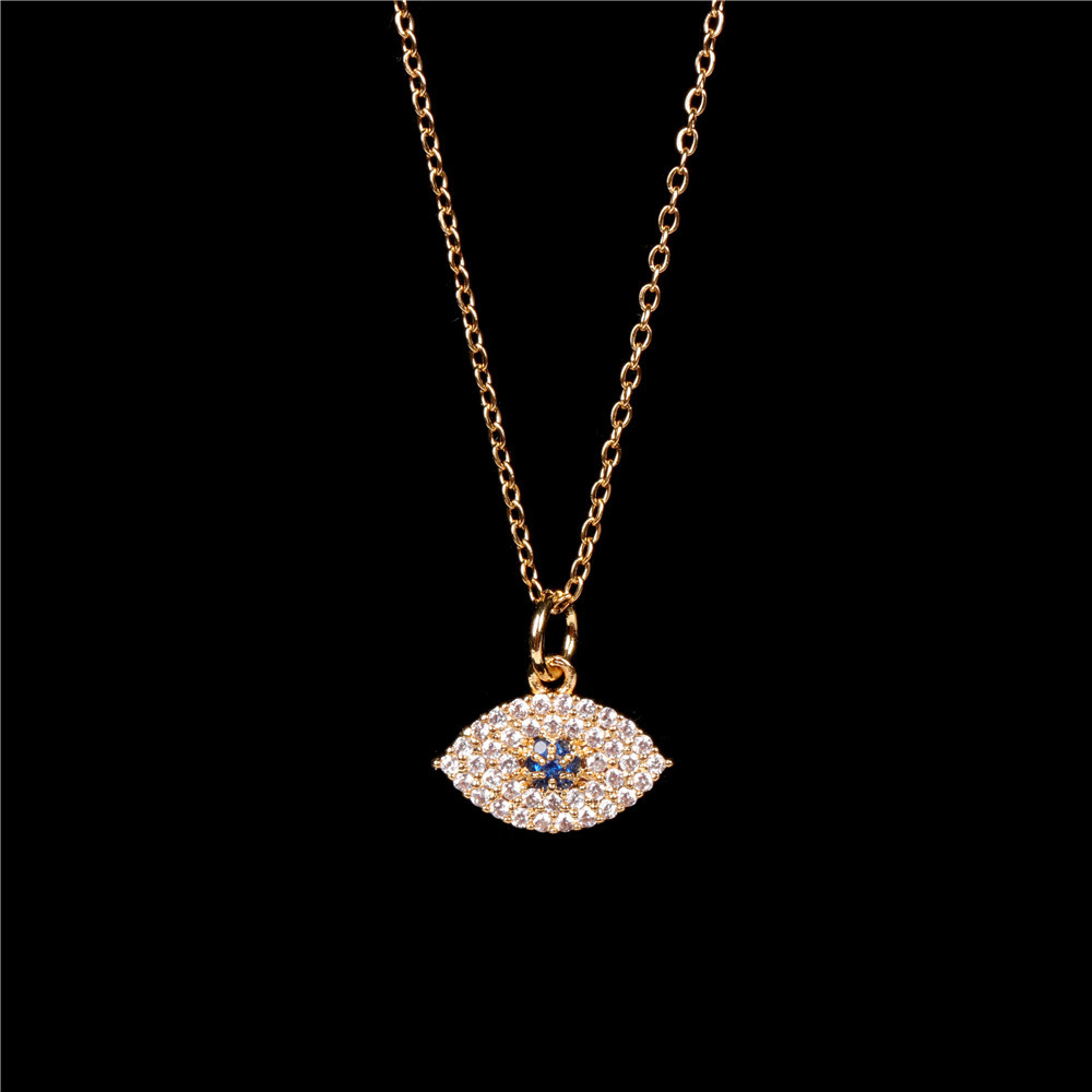 Diamond Blue Devil's Eye Zircon Pendant Short Necklace display picture 5