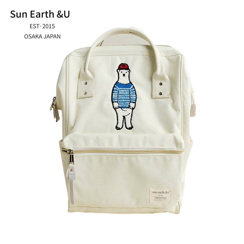 日本sun earth&u乐天双肩包离家出走包中学高中女学生书包熊背包