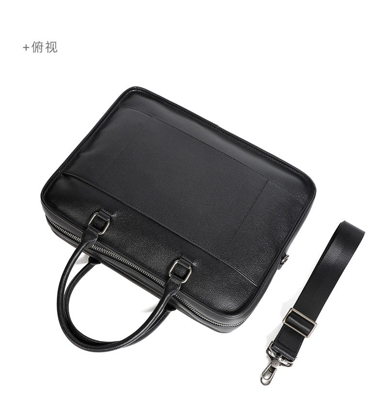 Túi xách tay nam da bò thật ngang 38×9×29 cm đựng laptop 14 inch — Màu đen chi tiết 19