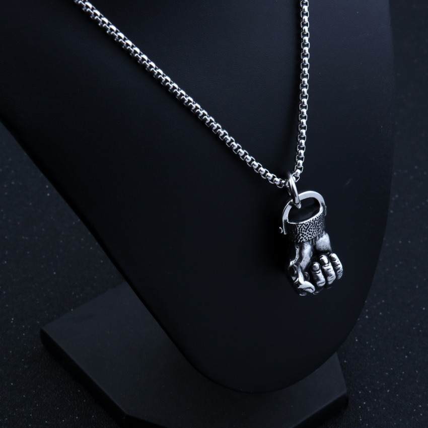 Fist Pendant Necklace For Men In Titanium Steel Trendy Accessory_voghion.com