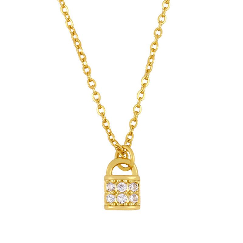 Korea star moon key lock necklace simple wild personality couple diamond-plated necklace wholesale n